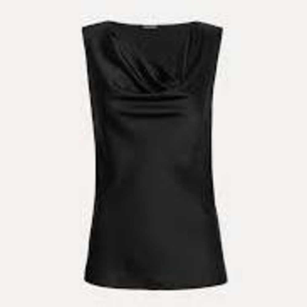 Tahari Black Sleeveless Drape Blouse - Picture 2 of 11